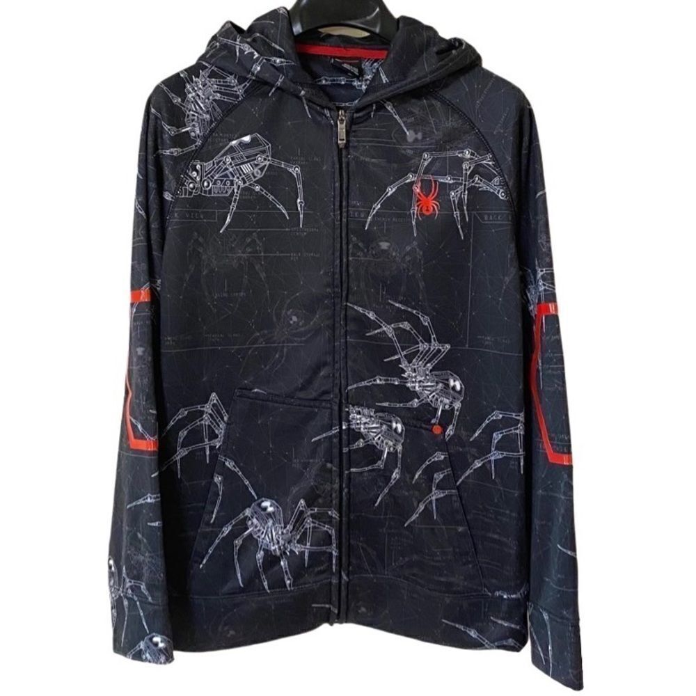Spyder Youth Boy’s Unisex Black Dryweb Multitech Spider Full Zip Hoodie Sz L